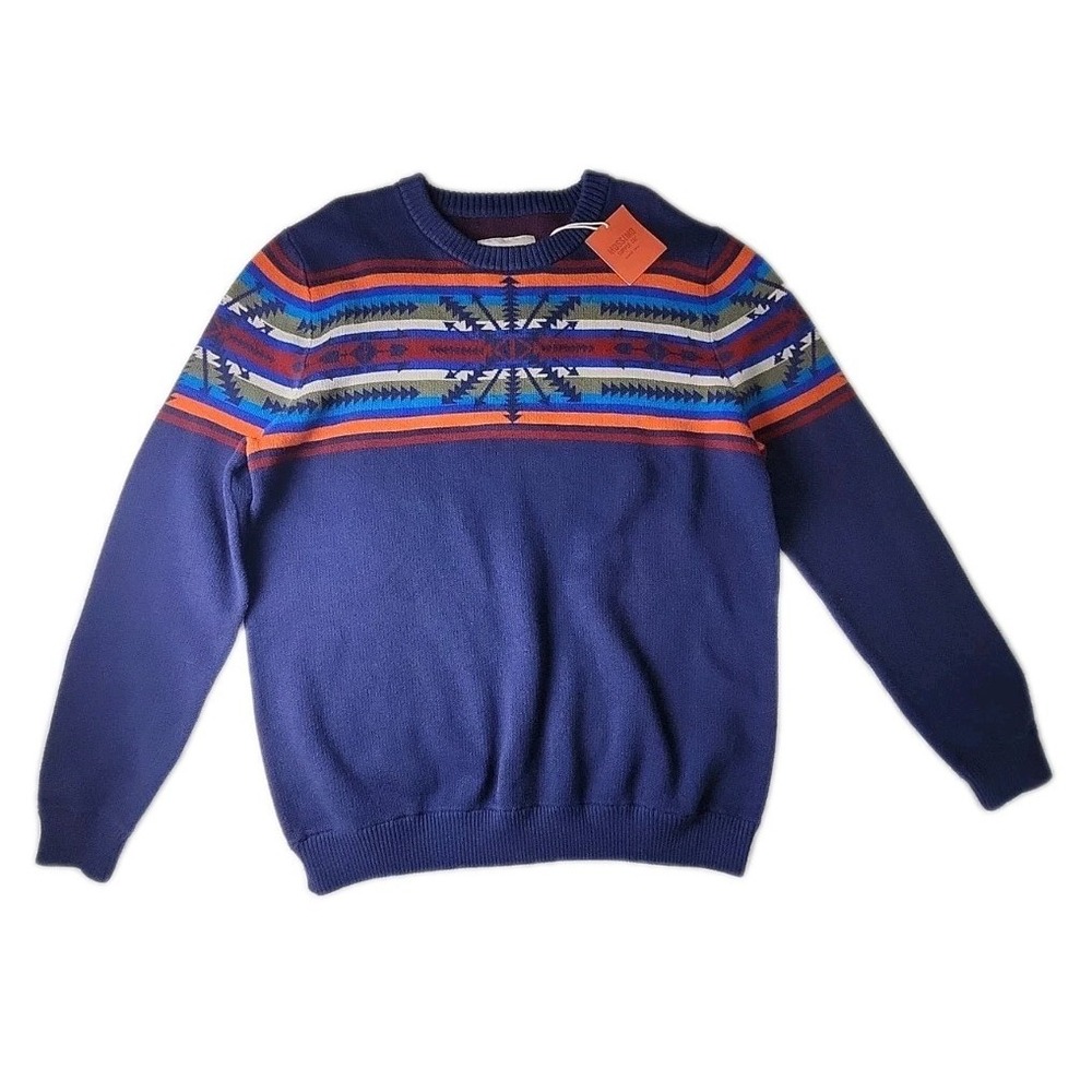 VTG Y2K Mossimo XL Blue Native Tribal Southwestern Pattern Cotton Sweater NWT
